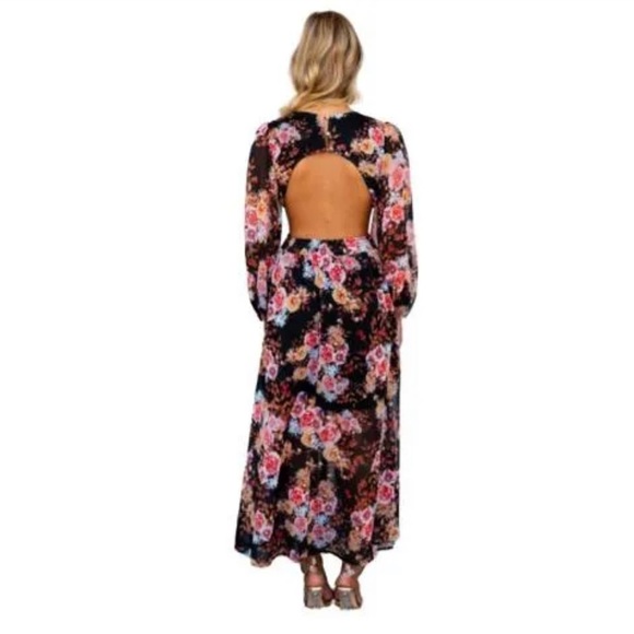 Amaroso Boutique Black Multi Coloured Floral Della Maxi Dress Womens Aus Size 12 - Picture 8 of 14